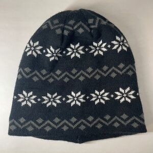 Field & Stream Fleece Lined Winter Knit Beanie Black, White Gray Like New